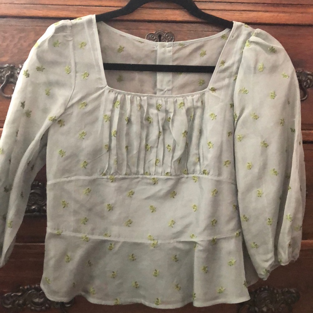 Betsy Johnson silk peplum embroidered top